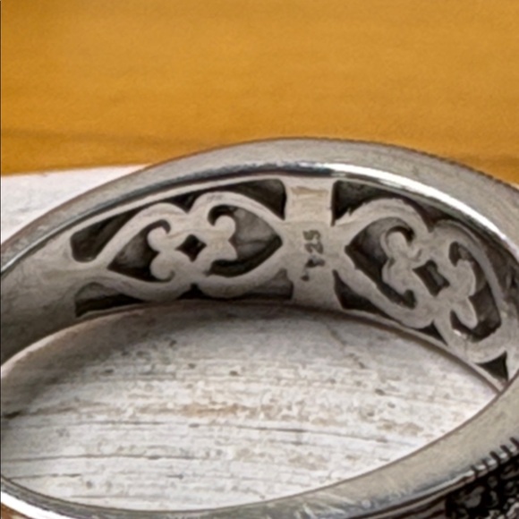 Genuine Natural Black and White Diamond Band Ring Sterling Silver Unisex Size 7 - Picture 8 of 15